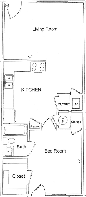 One Bedroom / One Bath - 591 Sq. Ft.*